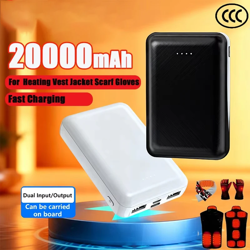 

20000mah Power Bank USB Fast Charging Ultra-thin Mini Heating Portable External Battery Pack For Heating Vest Jacket New
