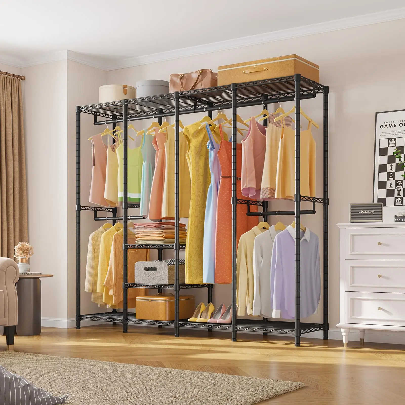 Home Bedroom Wardrobe Open Wardrobe Shelf Multifunctional Storage Strong Wardrobe Clothing Shelf