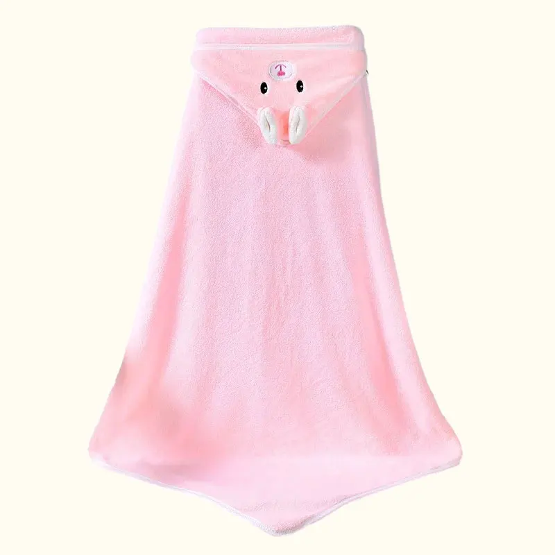 Children Hooded Bath Towel Cute Soft Coral Velvet Fleece Blanket Cartoon Animal Style Newborn Bathrobe Quilt Washcloth