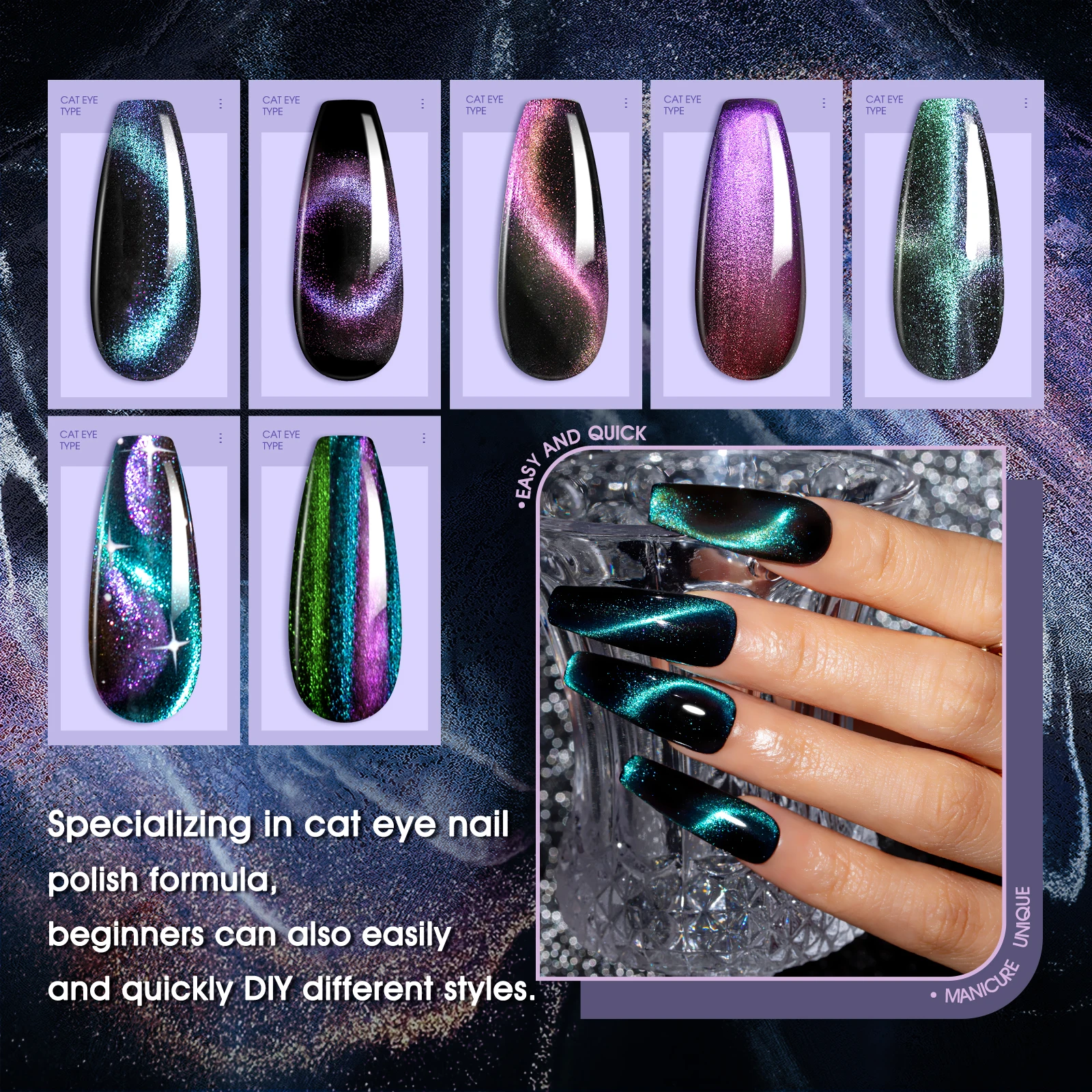 Rosalind Trendy 23 pz/set smalto per unghie Gel Set Magic Cat Eye/Dynamic Temperature Change Gel Polish Set facilmente fai da te stile diverso