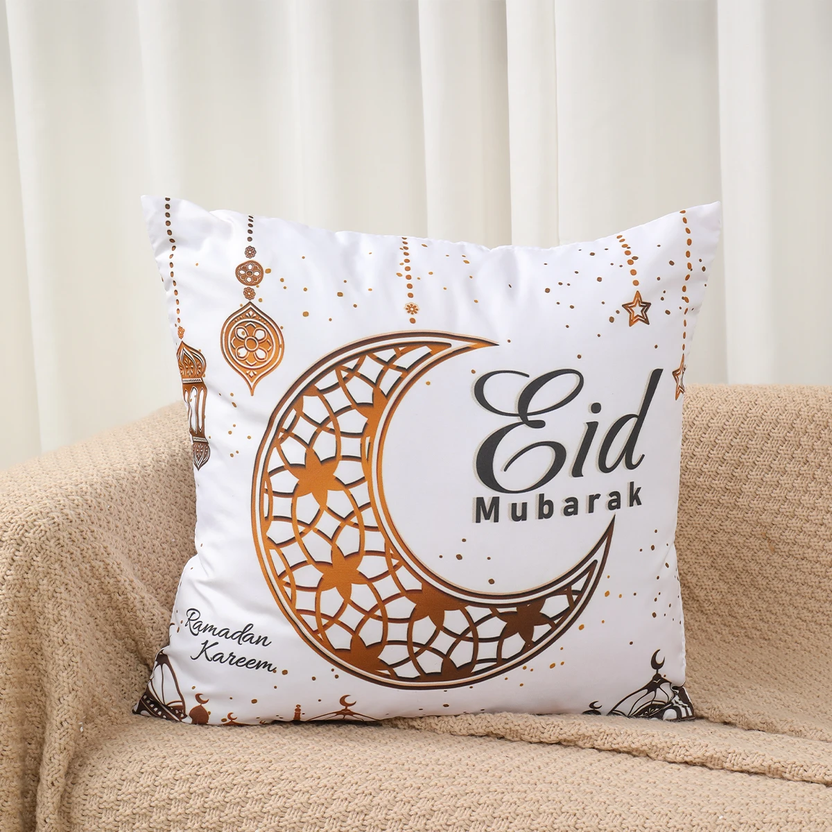 2025 Eid Mubarak Pillowcase Decor for Home Sofa Cushion Cover Islamic Ramadan Kareem Decoration Mosque Muslim Pillow Cover Gifts