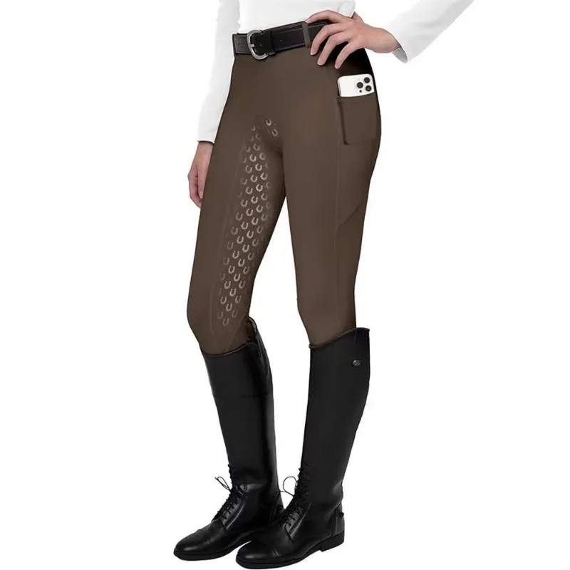 Women's full-seat equestrian breeches Riding tights 2 pockets with silicone grip leggings, suitable for equestrian