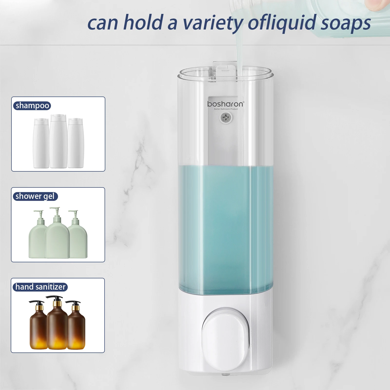 Wall-mounted Shower Soap Dispenser, Shampoo Dispenser, Body Wash, Bathroom, Hotel Large Capacity