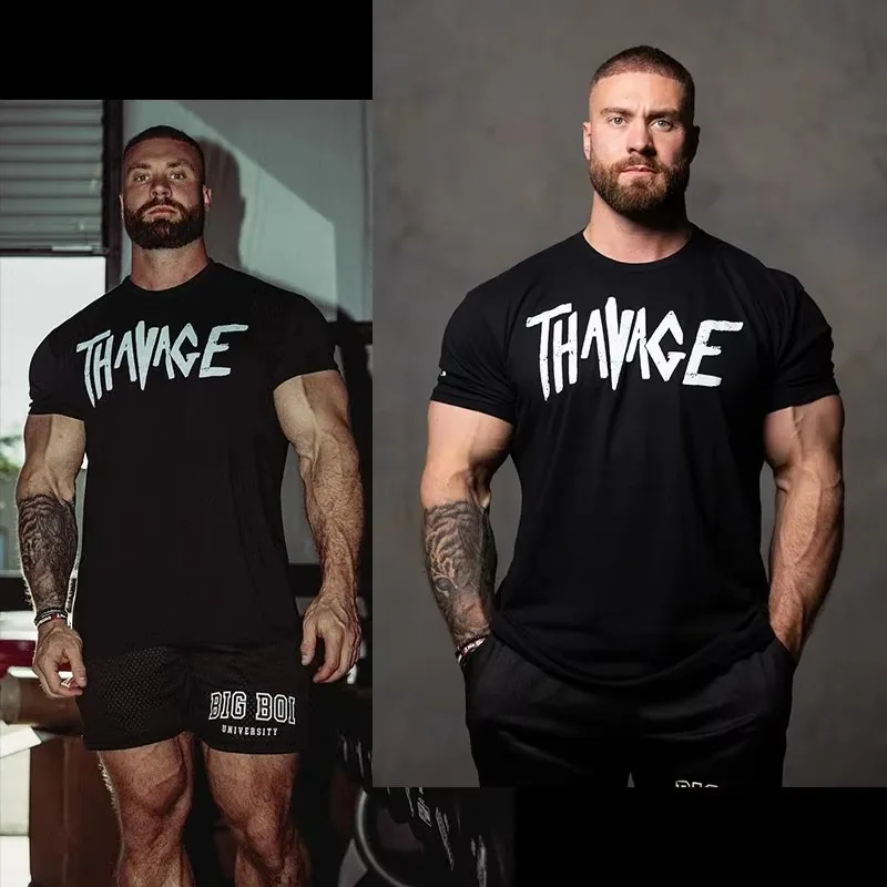 Black Cbum Chris Throwback Thavage Gym Brand Graphic T-Shirt Cotton Men Women Streetwear Tee