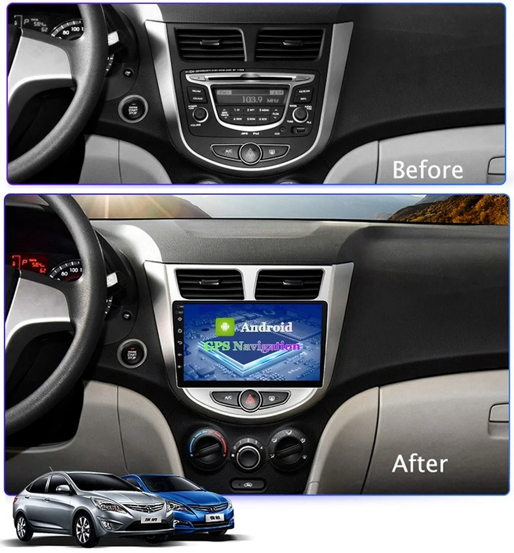 Android 11 System Octa-core 8G+128G WIFI HD 1024*600 Car GPS Nagavition For Hyundai Verna/Accent/Solaris 2011- Car Multimedia