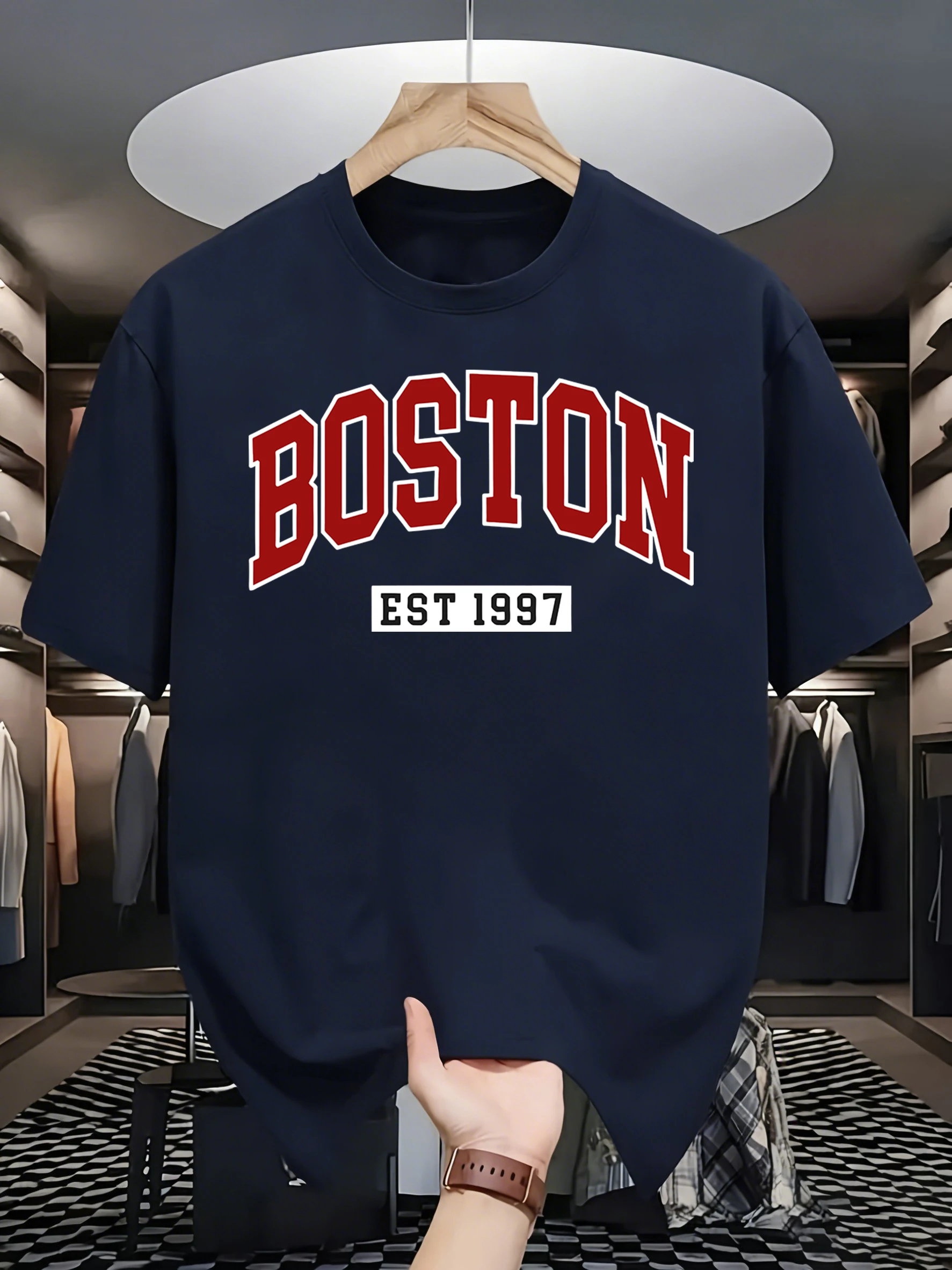 Boston Letter Est 1997 Printing Men T Shirt All-Match Cotton Tee Summer Fashion Clothing Comfortable Loose Unisex Short Sleeve