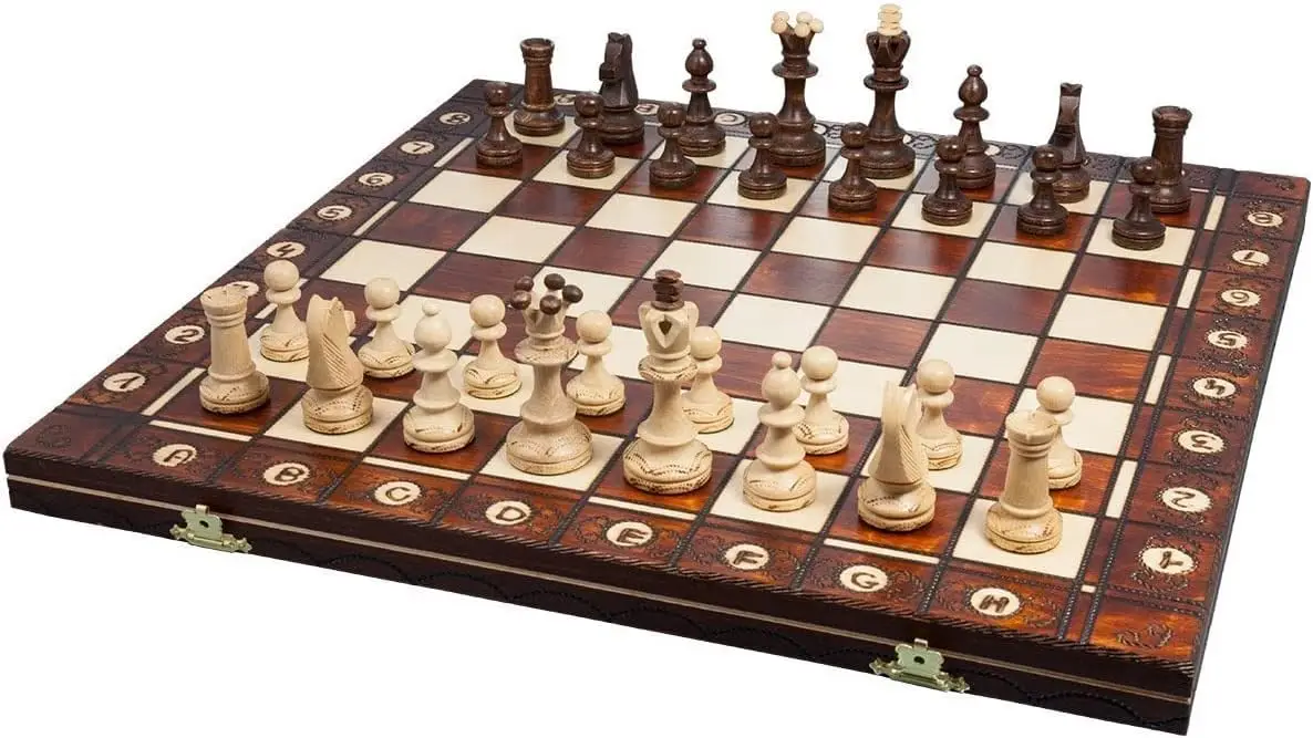 games shop Muba Beautiful Handcrafted Wooden Chess Set with Board and Chess Pieces - Gift idea Products (16inch (40 cm