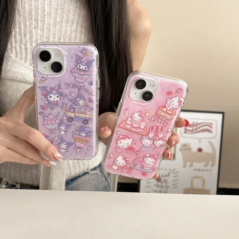 لطيف كعكة الفراولة مرحبا كيتي الدب لينة سيليكون جراب هاتف آيفون 13 14 15 16 برو ماكس الكرتون جميل Kuromi الغطاء الخلفي #2