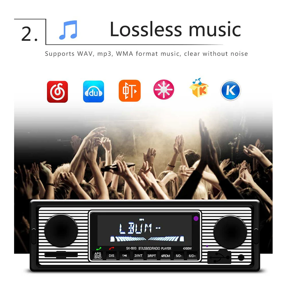 1DIN In-Dash Car Radio Remote Control Digital Bluetooth Audio Music Stereo 12V Car Radio Dual Knob MP3 Player USB SD FM Receiver