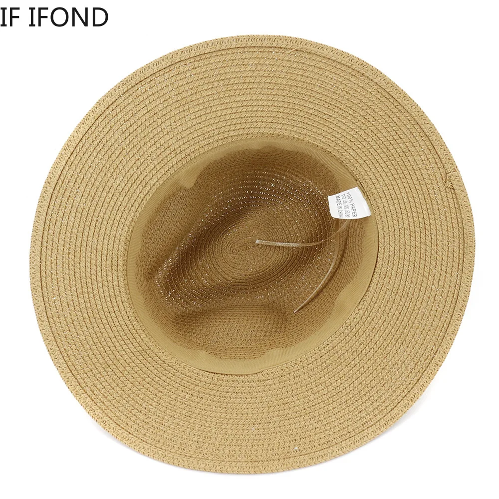 New Big Size 59-60CM Panama Hat Summer Sun Hats for Women Man Outdoor Beach Straw UV Protection Cap Chapeau Jazz Trilby Cap