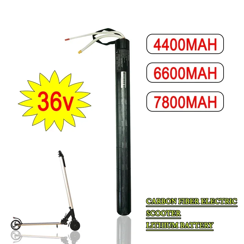 Scooter battery 100% New BMS 36V 4.4/6.6/7.8Ah  High capacity  Carbon Fiber  18650 Lithium Battery Pack
