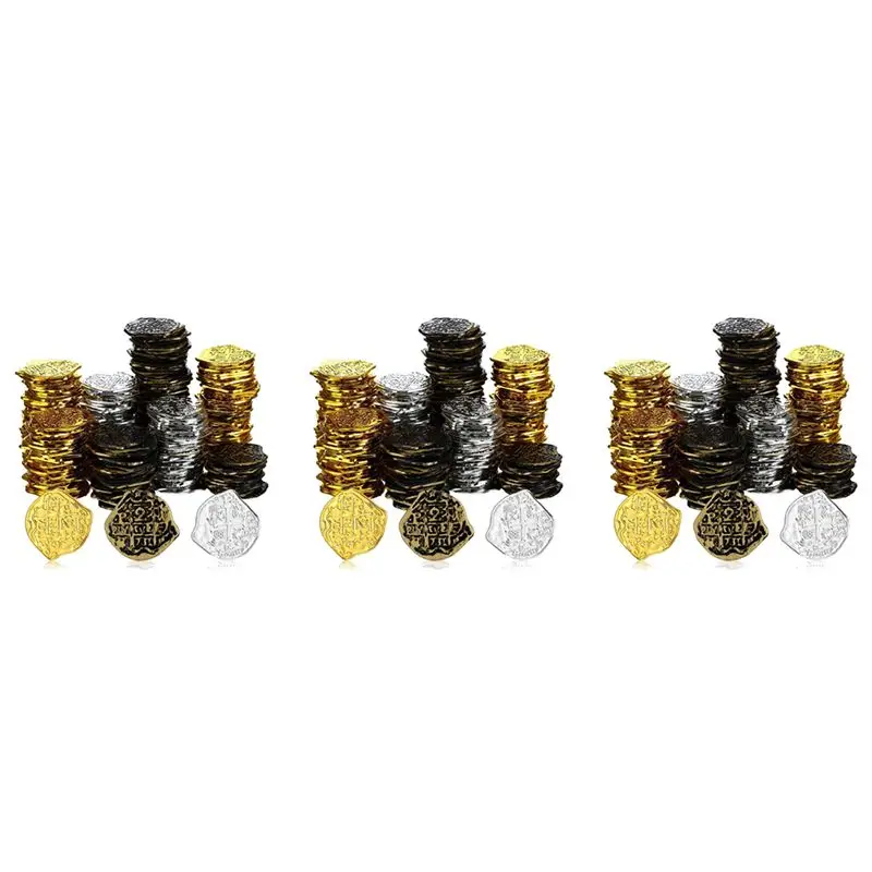 L81A 2025-900 pièces pièces de monnaie en plastique or pièces de Pirate pièces de jeu pour enfants pour fête de Pirate coffre au trésor jeux jetons Cosplay