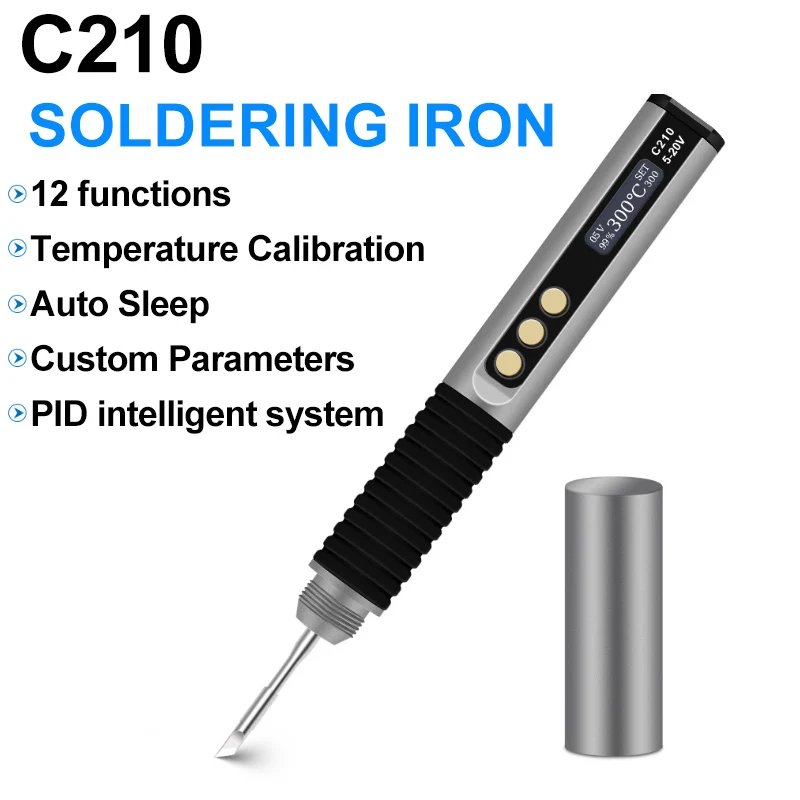 Ferro de solda com display digital inteligente c210, concha de liga de alumínio 5-20v, ferramentas de soldagem de diagnóstico de reparo, fábrica pcba
