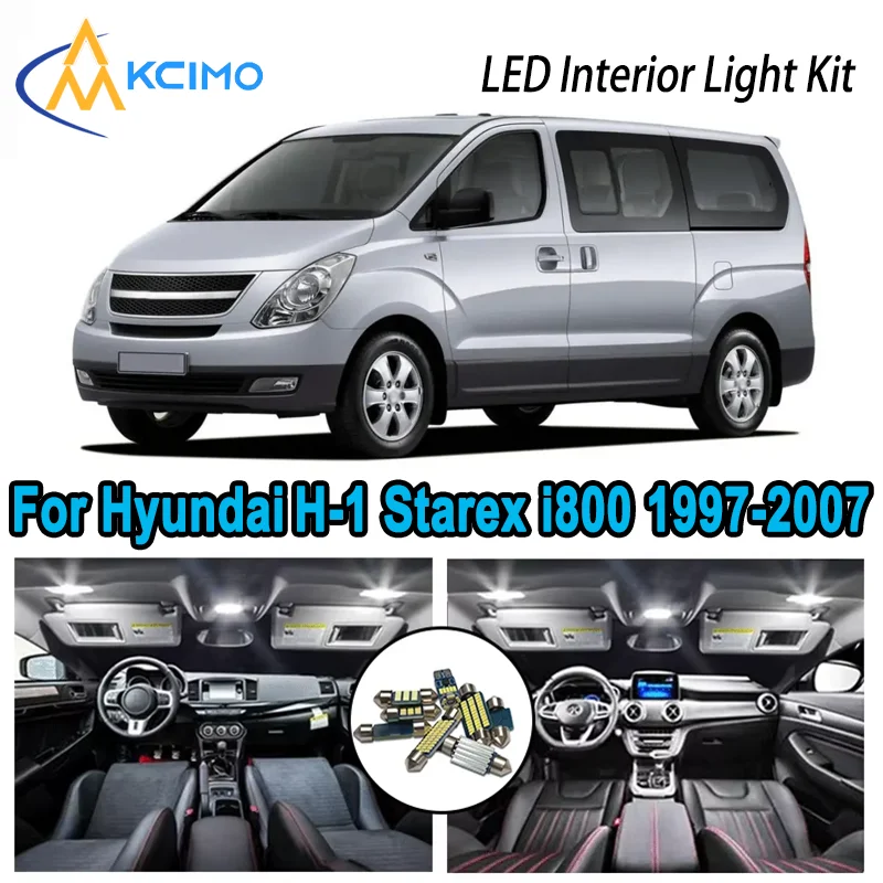 

High-Quality LED Interior Kit for Hyundai H-1 Starex Grand Starex i800 1997-2007 1998 Error-Free Dome Map Trunk Automotive Lamps