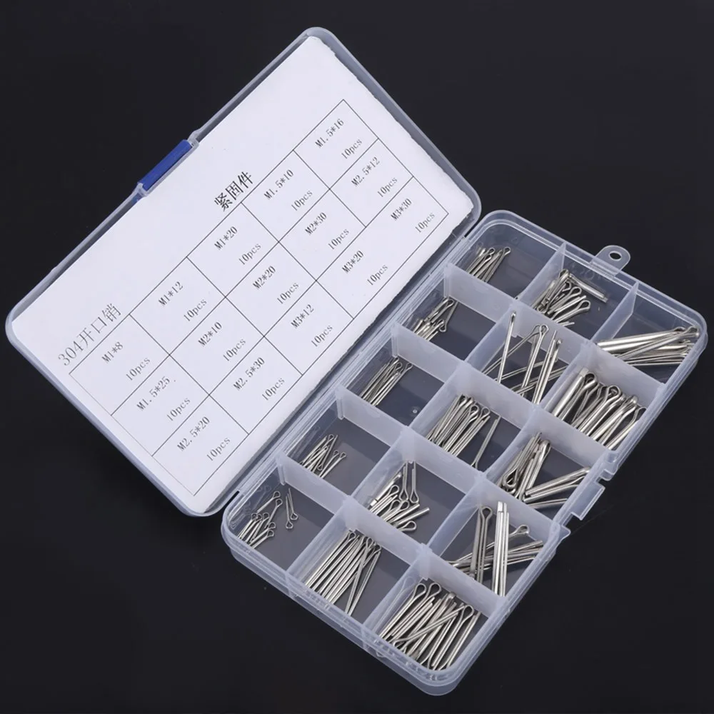 150 Pcs 304 Stainless Steel Cotter Pins 15 Sizes Small Cotter Pins Cotter Pin Assortment Kit Heavy Duty Hardware Pins