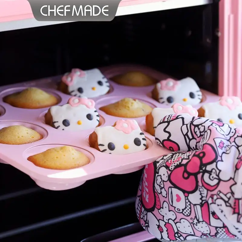 12 Muffin Tray Hello Kitty CHEFMADE Non-Stick  Baking Mould for Cupcakes, Brownies, Cakes, Pudding,