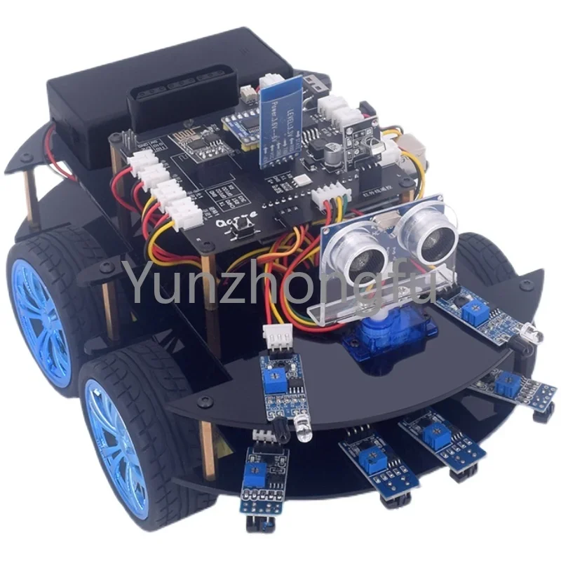Kit Robot de Voiture Intelligent Basé sur le Suivi Ardu37, Évitement d'Obstacles, Bluetooth, Télécommande Électrique, Projet Saichuangke