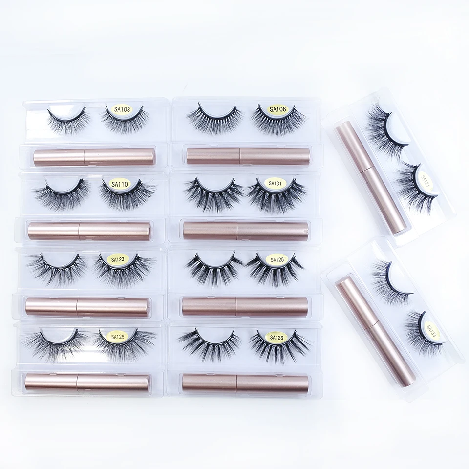 Magnetic Eyelashes with Magnetic Lashes Glue 1 pair of Natural Soft Faux Mink Lashes Makeup Lashes