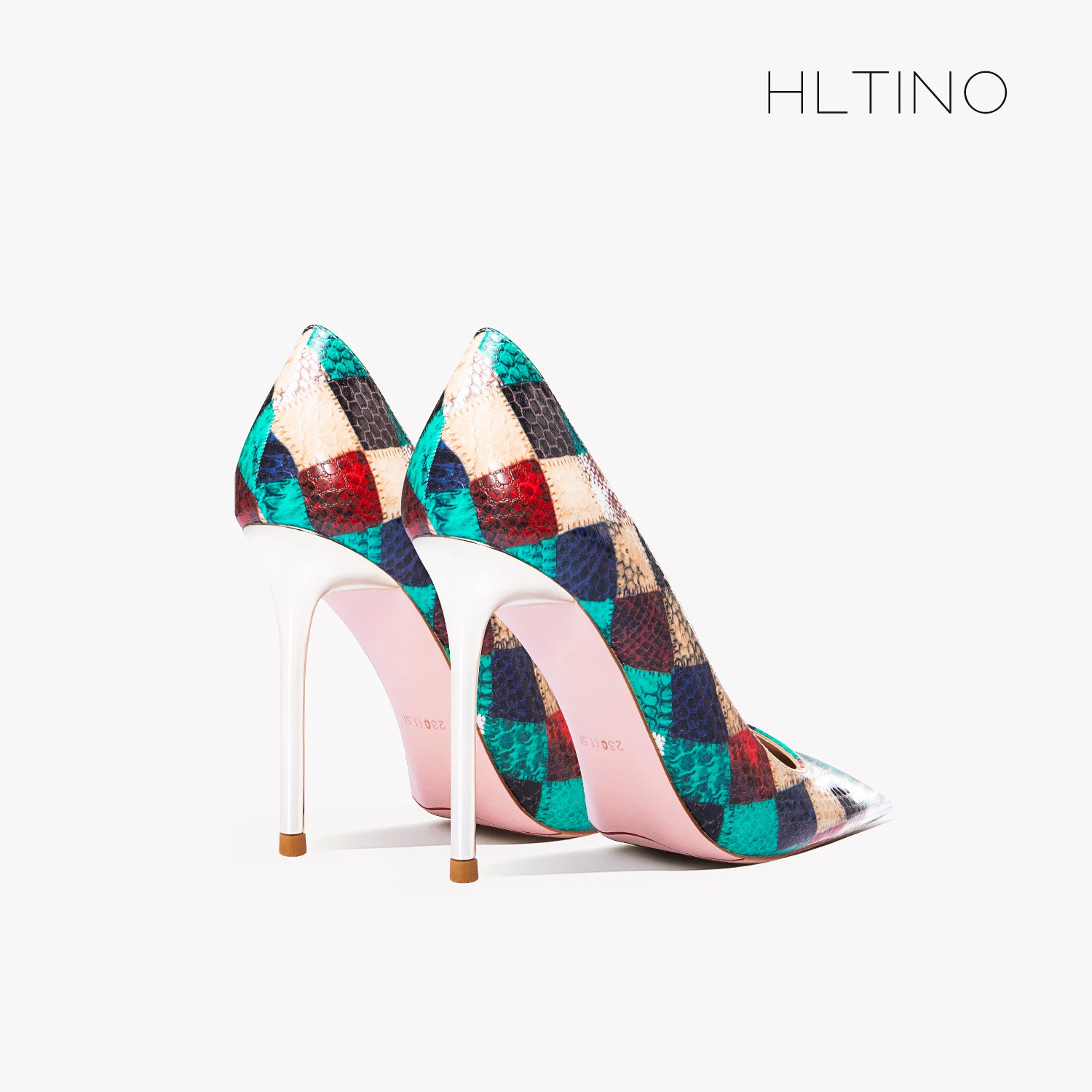 HLTINO Snake Checkered Pumps Women Sexy High Heels Summer Autumn Single Shoes Night Club Party Stilettos