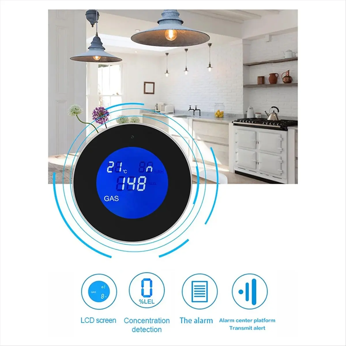 

Tuya Wi-Fi умный датчик природного газа с функцией температуры детектор утечки горючего газа ЖК-дисплей приложение Tuya (ЕС)