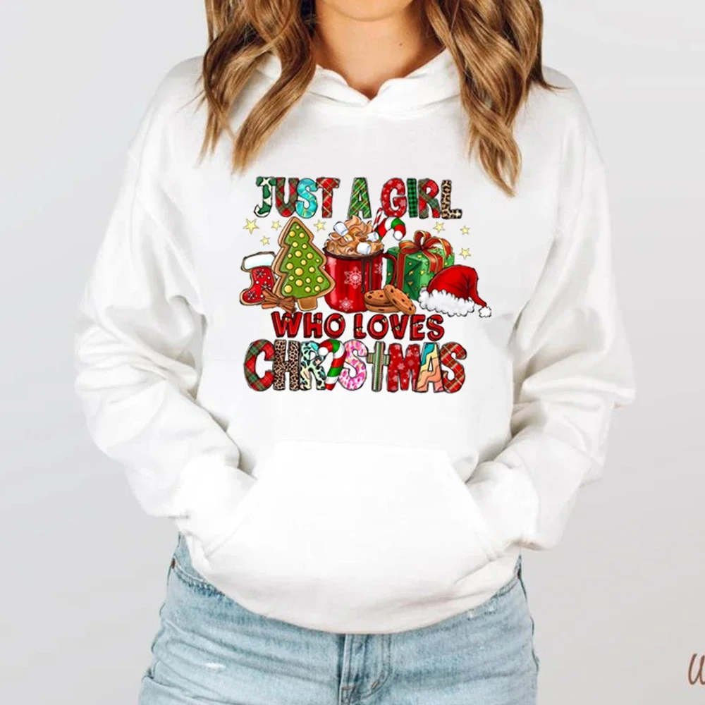 Women\'s Christmas Hoodie, Just A Girl Who Loves Holiday Sweatshirt, Lover Gift, Autumn, Winter