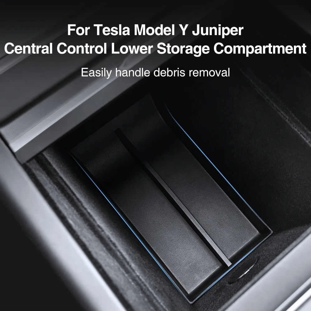 Console centrale Scatola portaoggetti inferiore Vassoio organizer per Tesla Nuovo modello Y Juniper 2025 TPE Scatola portaoggetti nascosta Accessori interni