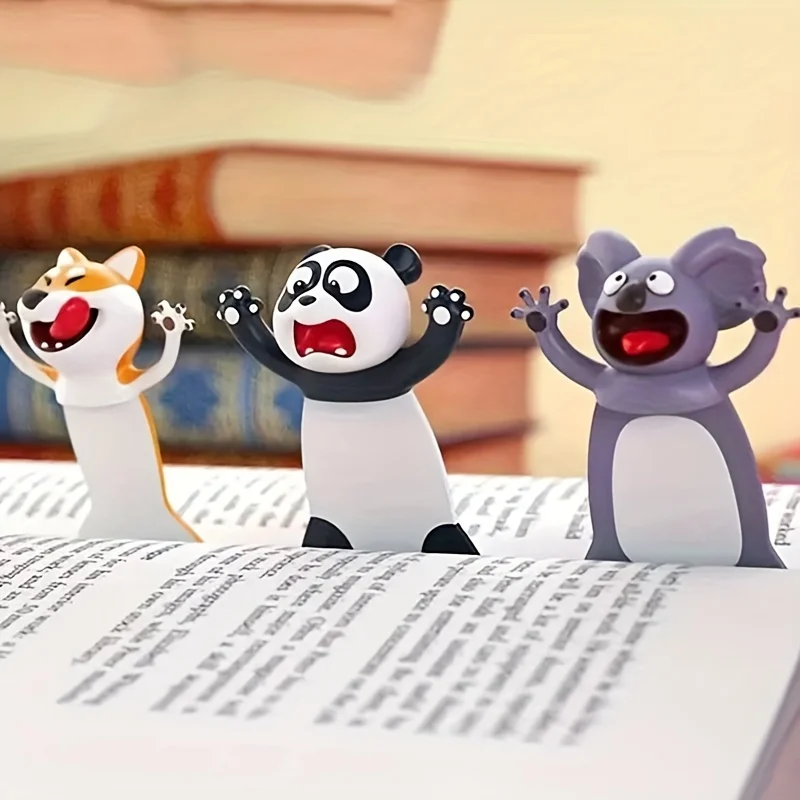 1 Pc 3D Stereoscopic Animal Bookmark Original PVC Creative Literary Creation Funny Cat Student Stationery Reading Aid