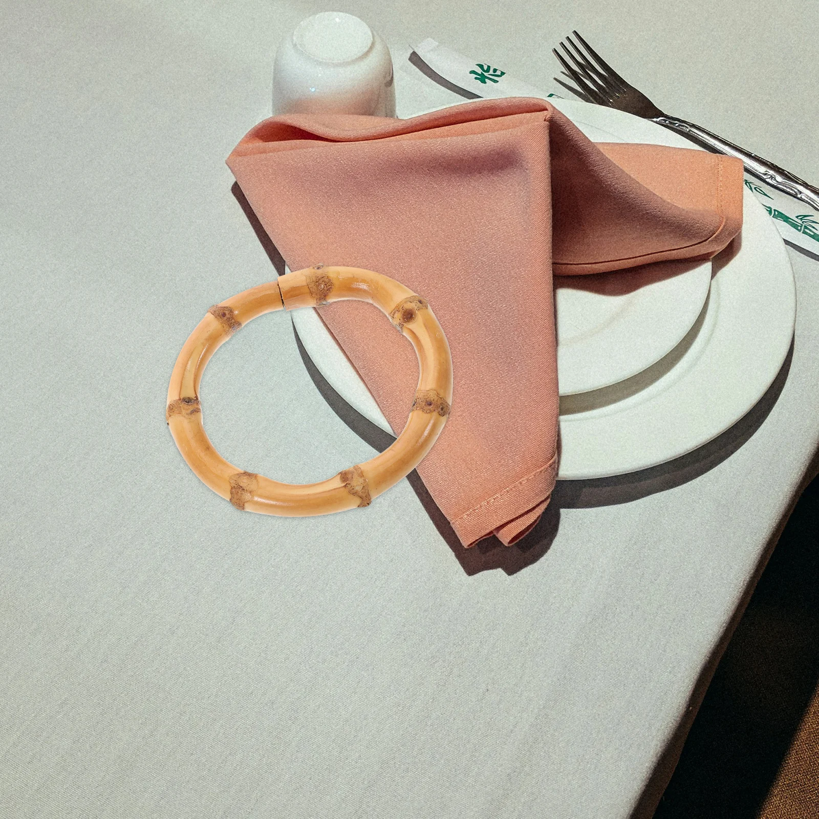 

Bamboo Napkin Ring Farmhouse Style Simple Installation Multipurpose Decorative Napkin Buckle for Wedding Party Dining Table