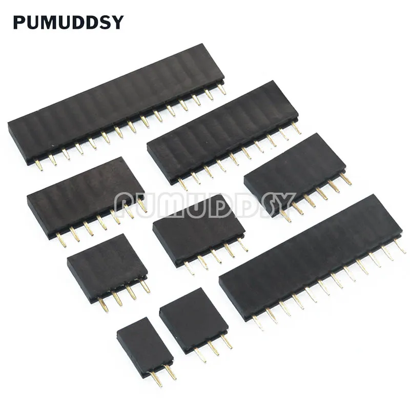 10pcs 2.54MM Pitch Single Row Female Pin Socket 2/3/4/5/6/7/8/9/10/11/12/13/14/40Pin PCB Connector Single Row Mother For Arduino