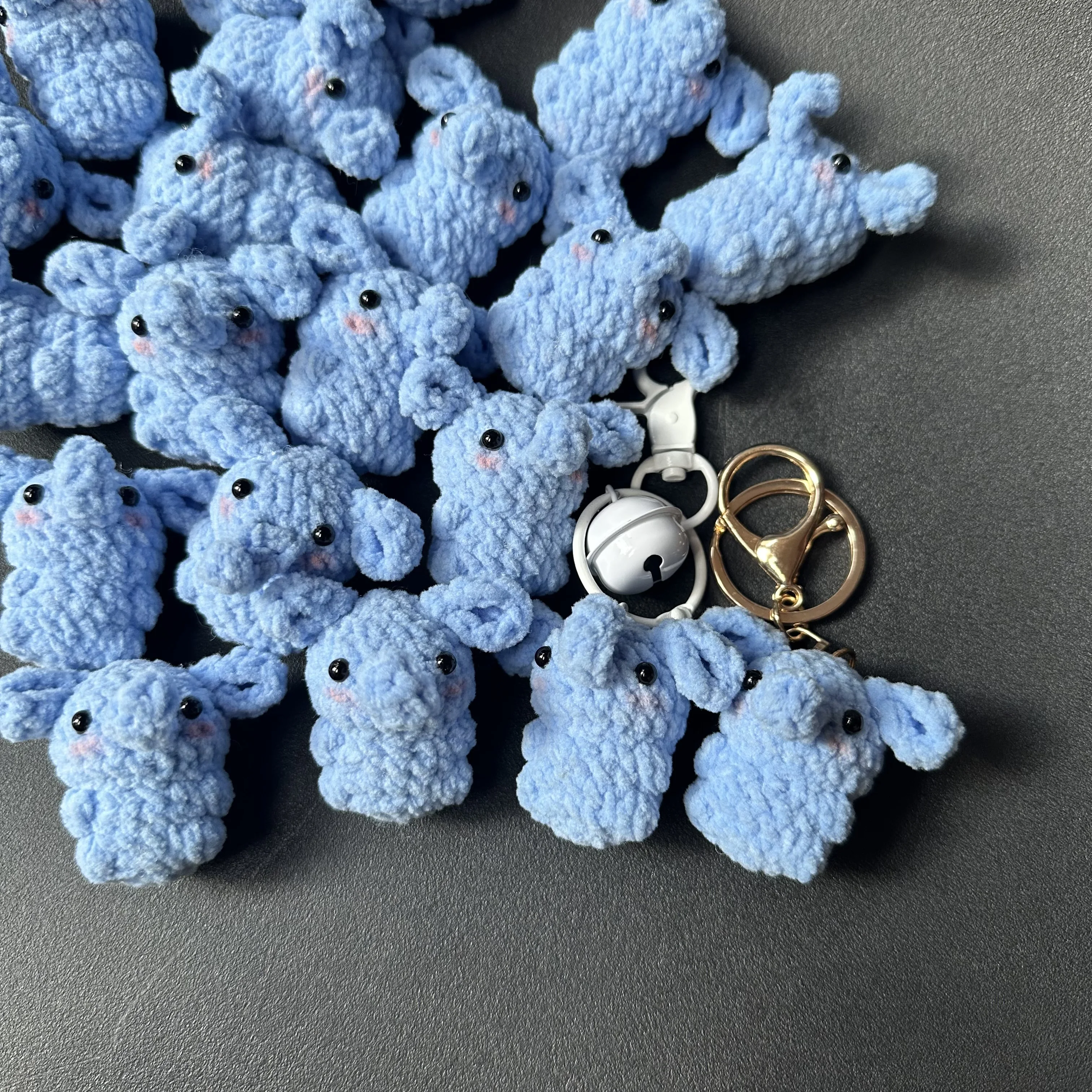 5pcs Handmade 4cm Knitting Mini Fudge Little Elephan Keychain Crochet Schoolbag Pendant Accessories Doll Keyrings Wholesale