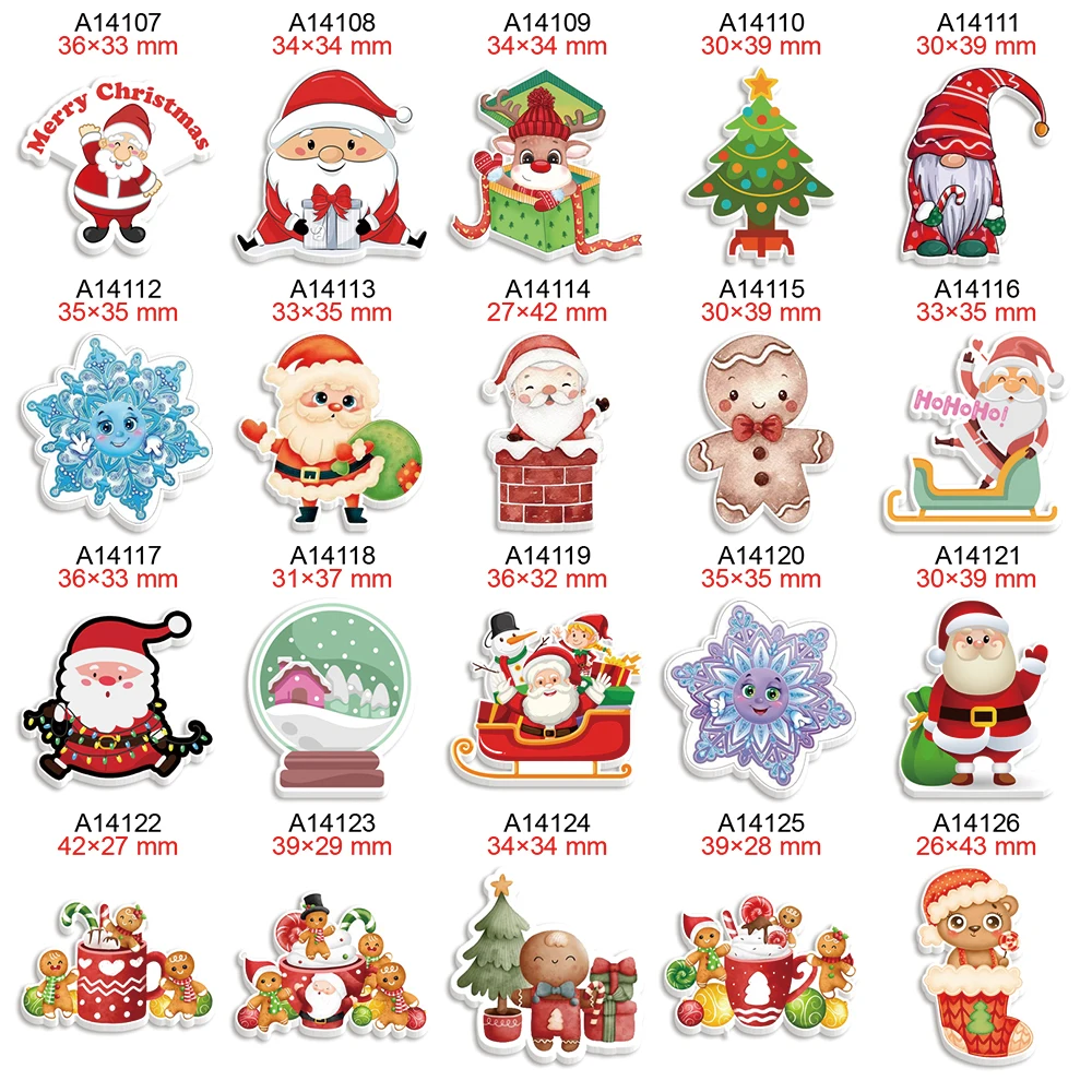 

Flatback Holiday Christmas Cartoon Planar Resin for Hairbows DIY Accessories Craft Materials 30pcs/lot