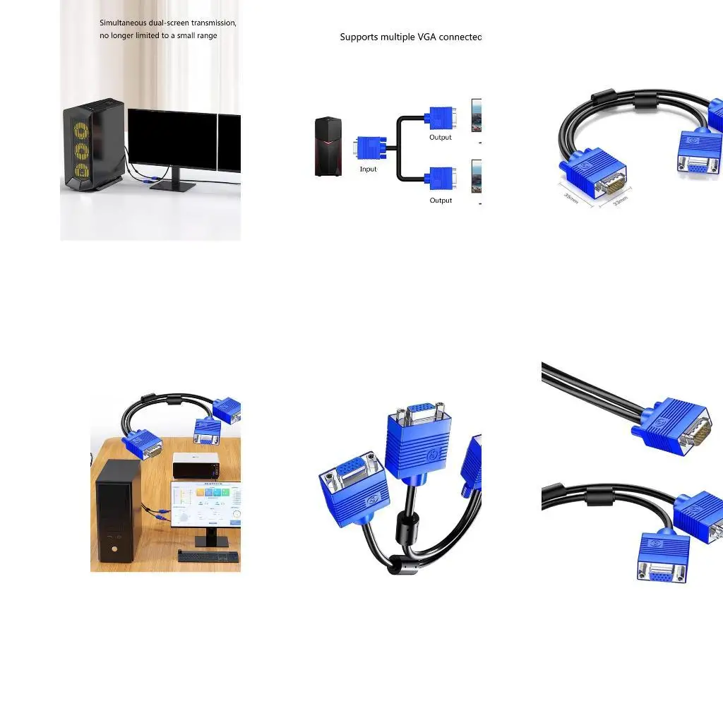 VGA-splitterconnectoren 1 in en 2 uit poort Uitbreiding Snelle snelheid voor apparaten met 1080P-resolutie