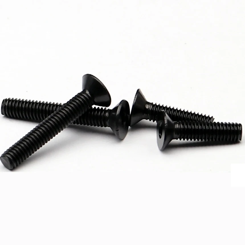 Tornillo de cabeza avellanada CSK plana, 25/30 perno hexagonal de acero inoxidable, M3, M4, M5 x 5/6/8/10/12/16/20/304, color negro, DIN7991