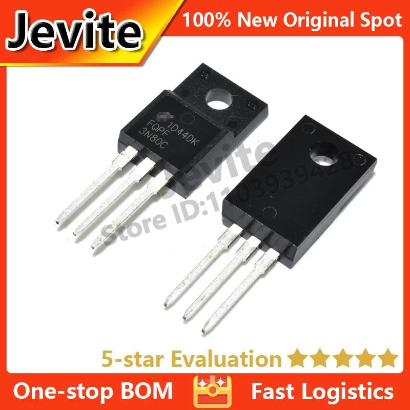 Jevite 100% New Original electronics Controller 10-50 units/lote 3N80C FQPF3N80C TO-220 800V 3A MOSFET transistor