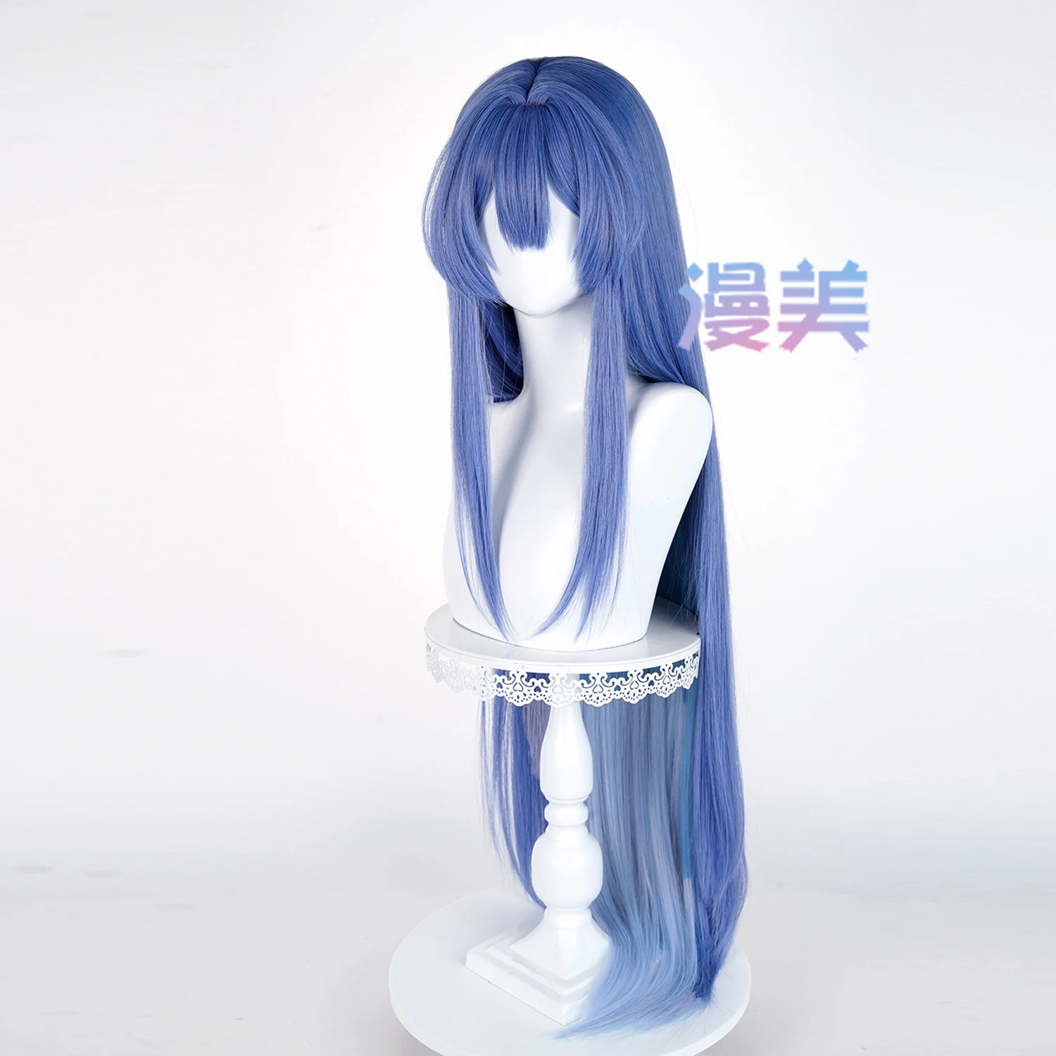 

Новый трикотаж, длинные 110 см, синие разноцветные прямые волосы, парик для косплея, термостойкие синтетические волосы, парики для Хэллоуина