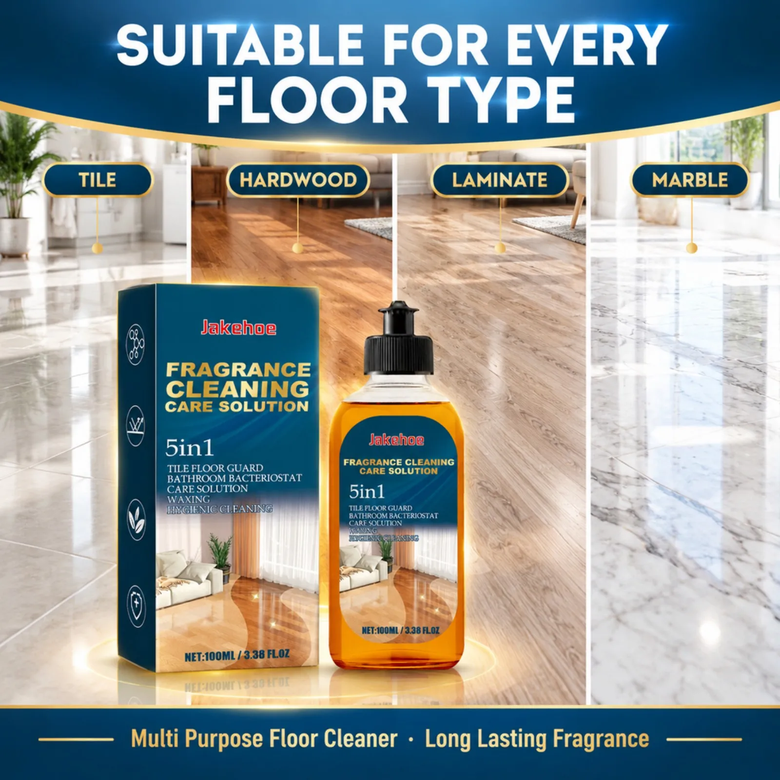 Floor Cleaning Solution Long Lasting Fragrance Revive Floor Shine Gentle Stain Remover Daily Maintenance All Floor Types 100ml