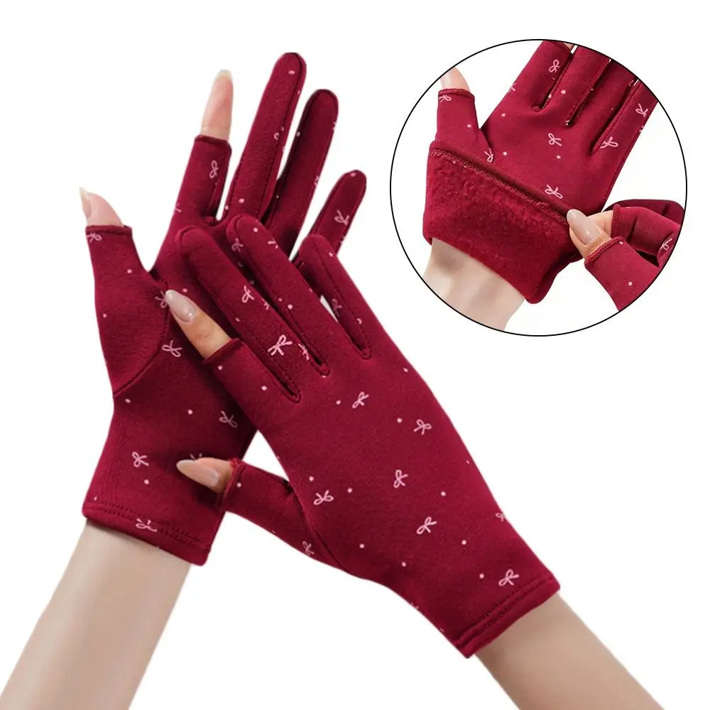 

Модные теплые женские зимние перчатки с ветрозащитной подкладкой, флисовые бархатные варежки, эластичные мягкие перчатки для вождения на открытом воздухе