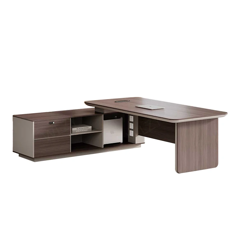 Luxury Modern New Executive Office Furniture L-Shape Computer Desk for Directors CEOs and Bosses Extendable Features