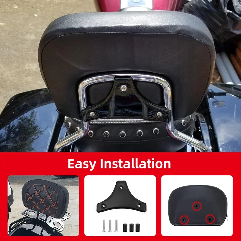 Motorcycle Passenger Sissy Bar Backrest Cushion Pad For Harley Touring Street Glide Road King Road Glide 1996-later