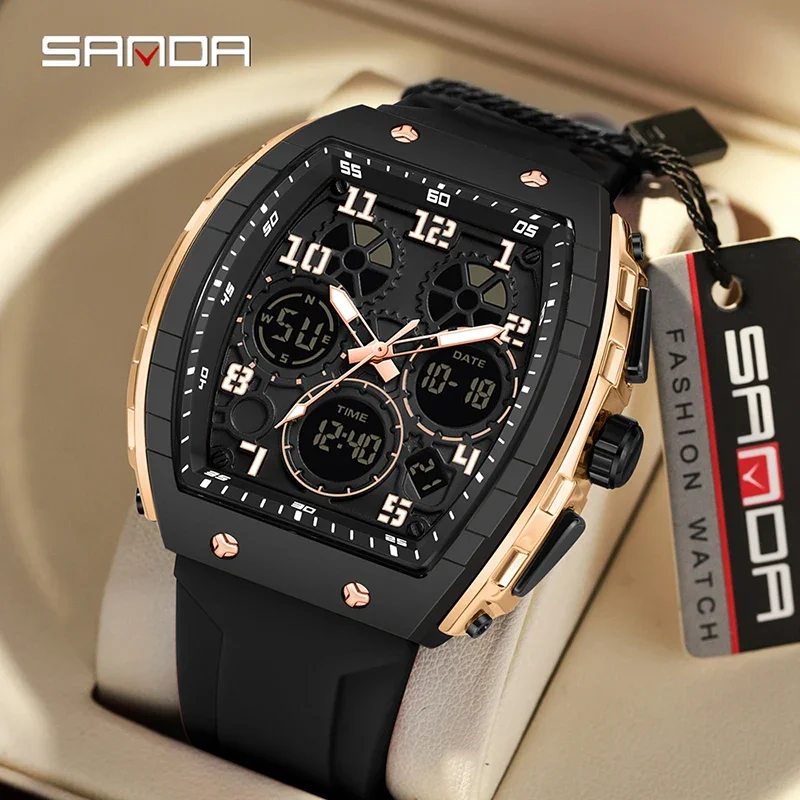 

Sanda 6157 brand's new electronic watch digital multifunctional fashion trend men's watch silicone waterproof alarm clock men