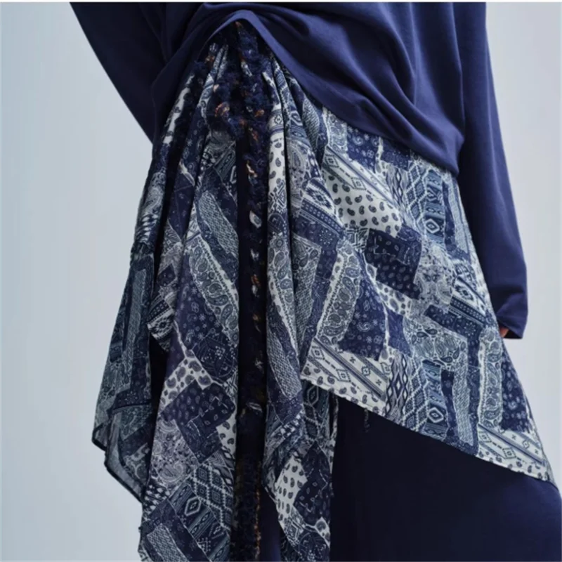 Retro Loose Girdle Ladies Waistband Lazy style Accessories Blue Dance Waist Curtain Irregular Bow Tie Butt Curtain