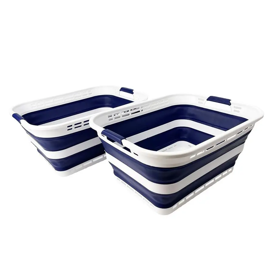 

42L 11 Gallons Collapsible Plastic Laundry Basket Foldable Pop Up Storage Container Organizer Portable Washing Tub Space Saving