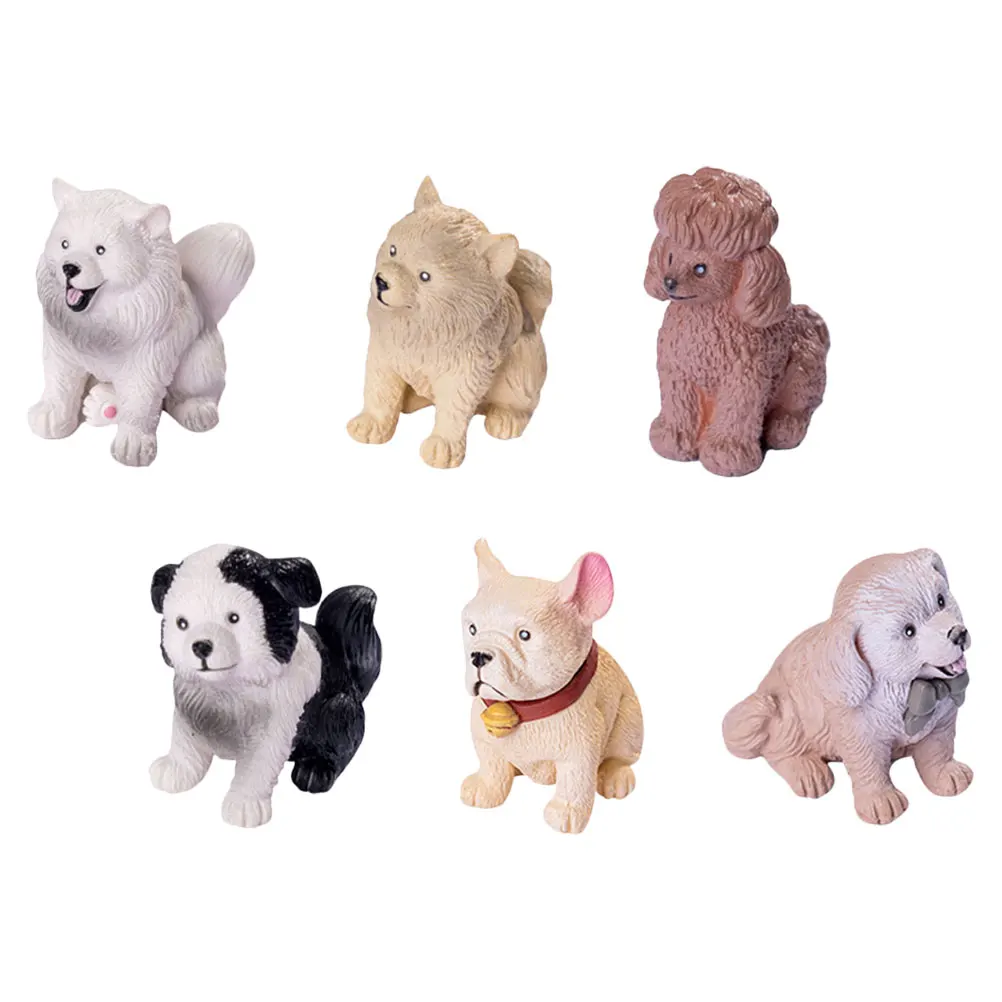 

6pcs Large Dog Ornaments Creative DIY Decorations Mini Hanging Accessories Bedroom Car Drawing Room Cake Toppers Realistic