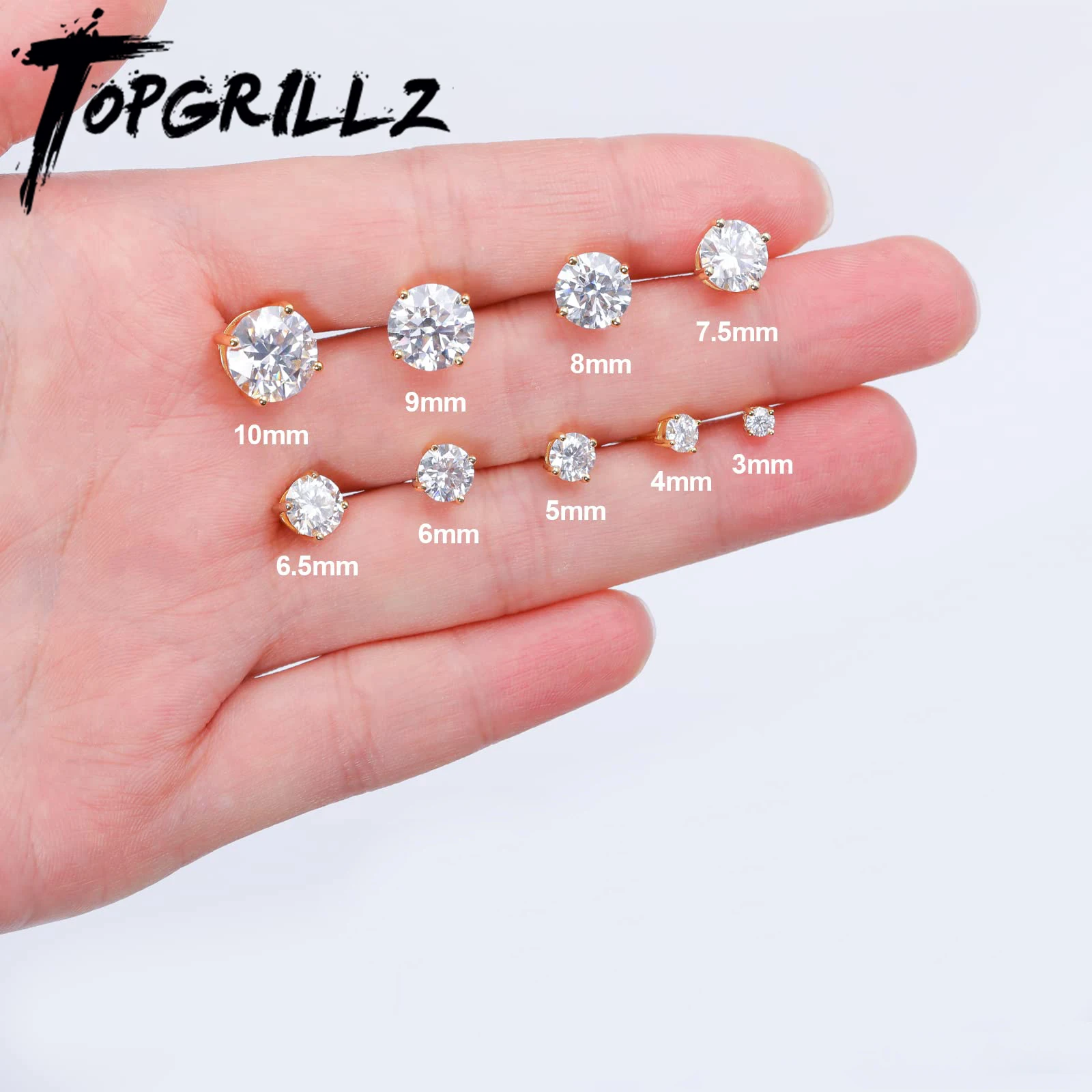 TOPGRILLZ 0.1-2 Carat Lab Grown Diamond Ear Studs D Color Moissanite Earrings 925 Sterling Silver Fine Jewelry For Women