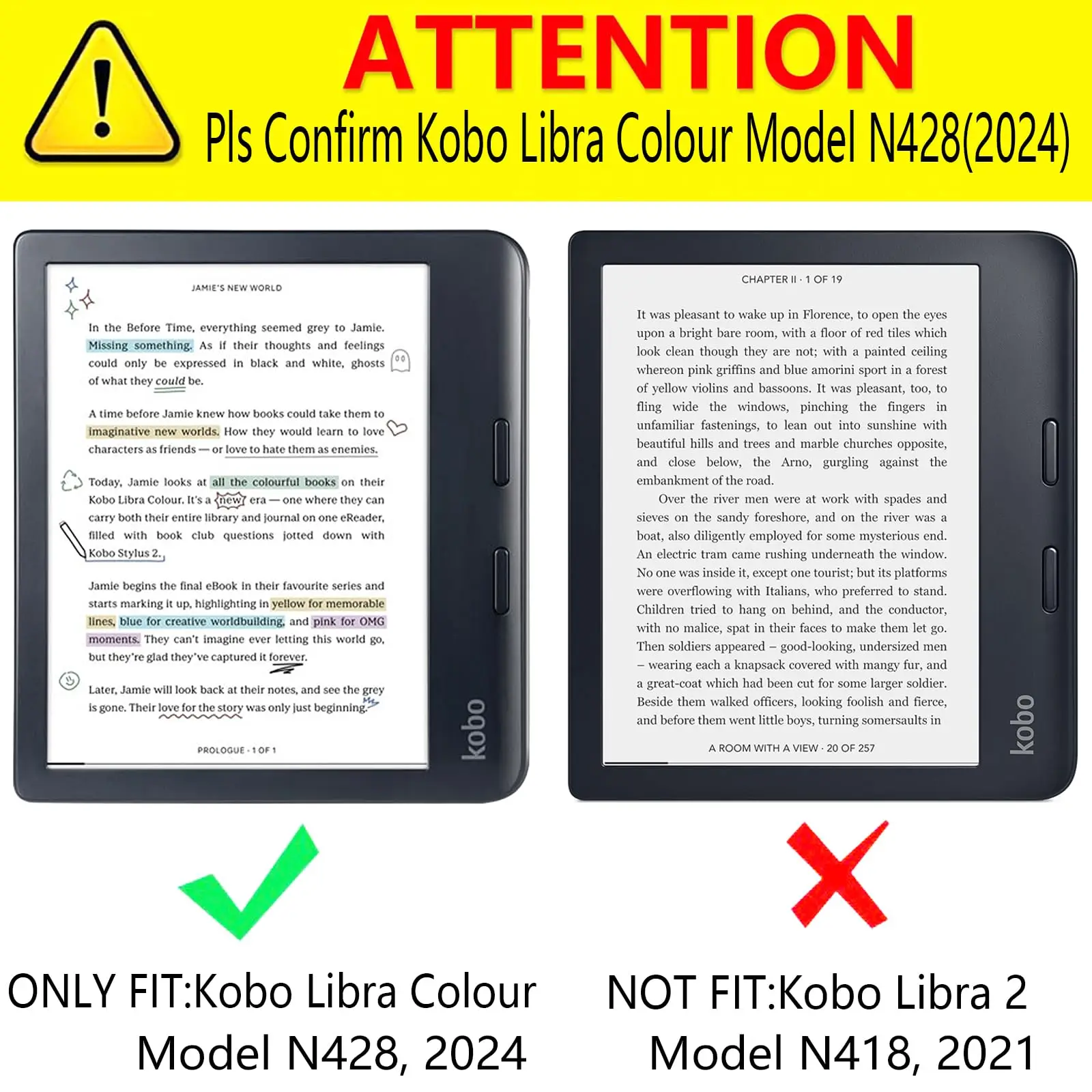 Case for 2024 Kobo Libra Color (Model: N428) E-Book Protective Case, TPU Soft Shell, with Automatic Sleep/Wake-Up Function