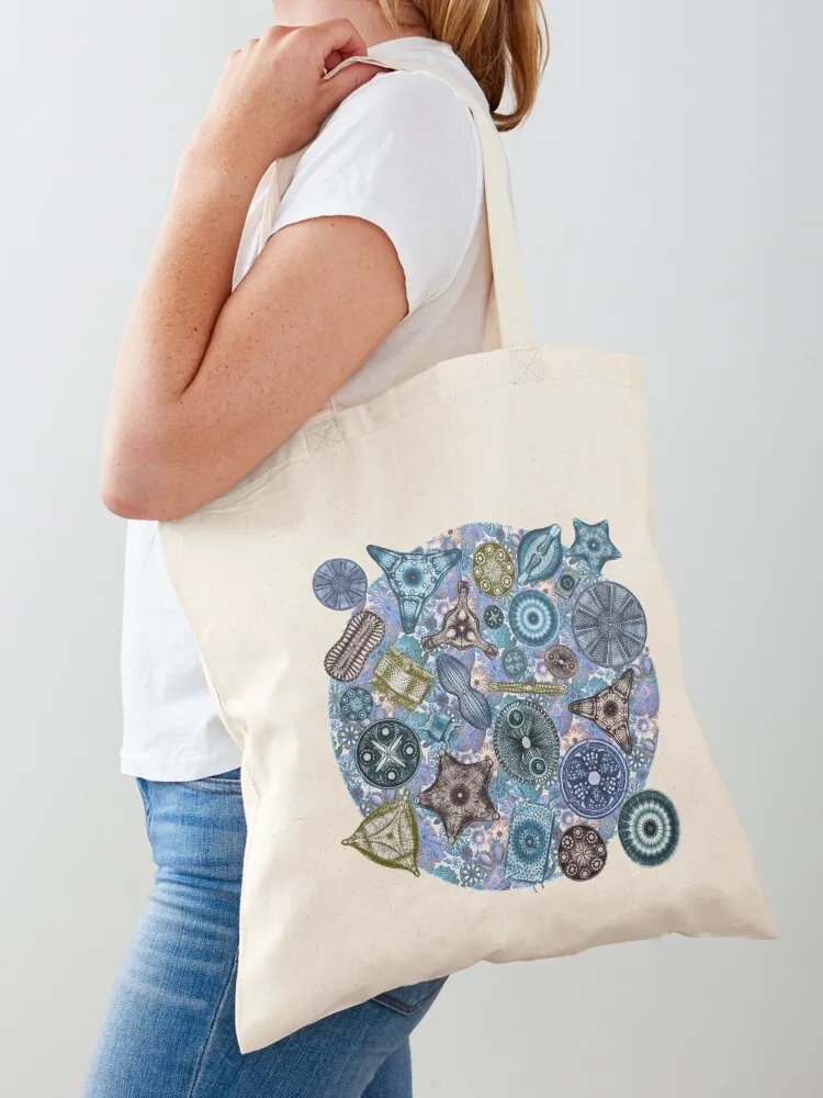 

Ernst Haeckel Cool Toned Diatoms Tossed over Sea Squirts Tote Bag bag luxury women Big bag women tote bags cloth bags