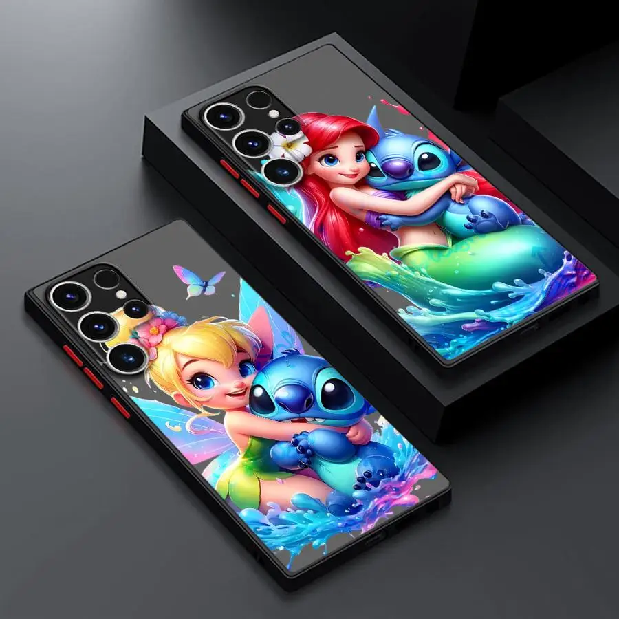 น่ารักDisney Stitch PrincessสําหรับSamsung Galaxy S24 Ultra S23 Plus S25 S22 S21 FE S20 หมายเหตุ 20 S9 S10 ซิลิโคนฝาครอบโทรศัพท์
