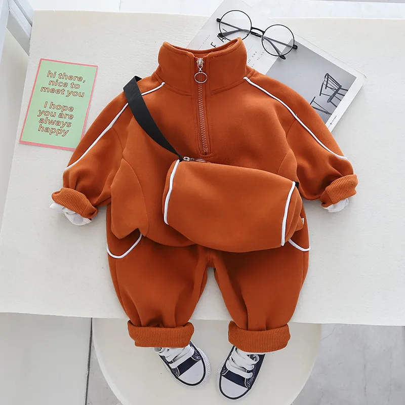 New Spring Autumn Children Boys Clothes Cotton Pullover Tops Pants Bag 3pcs/Sets Infant Casual Outfits Kids Tracksuits 1-5 Years