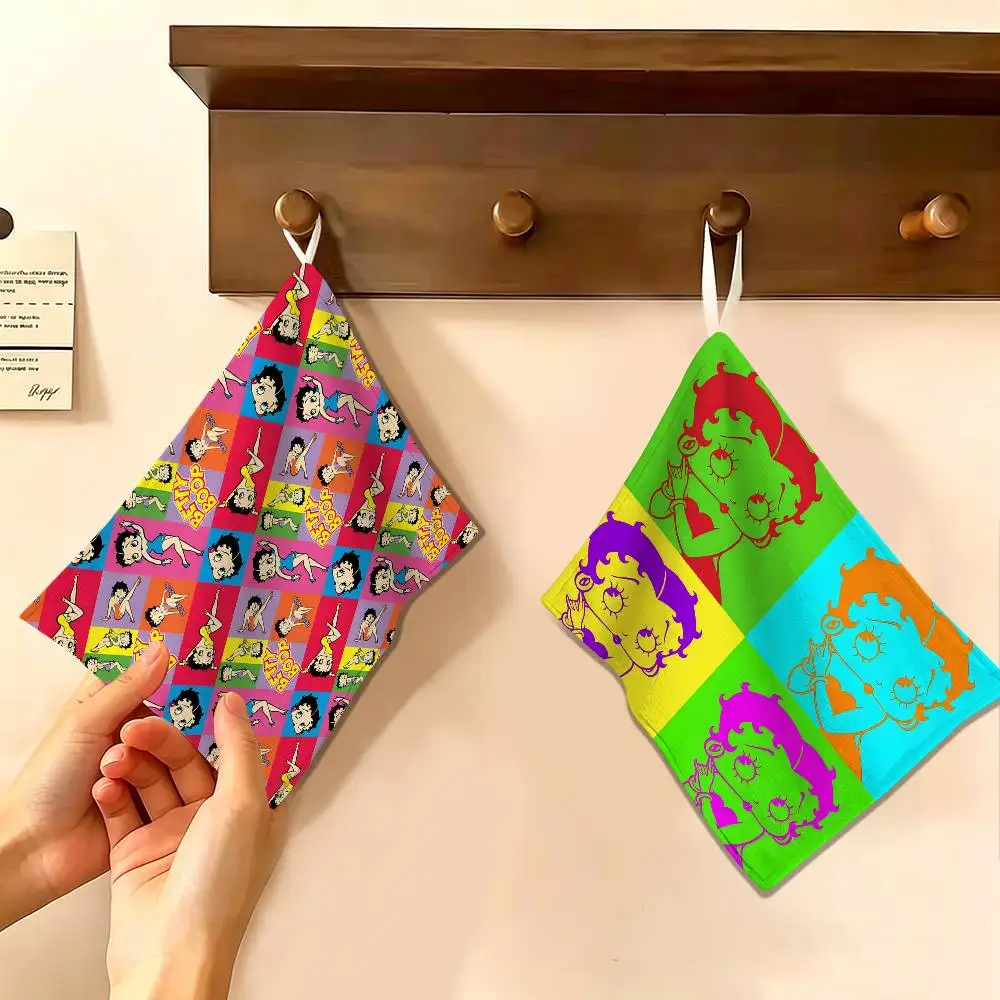 B-Bettys-Boops Multi-scene Polyester Cotton Towel, Hanging Hand Wiping Cloth for Kitchen Bathroom Hotel