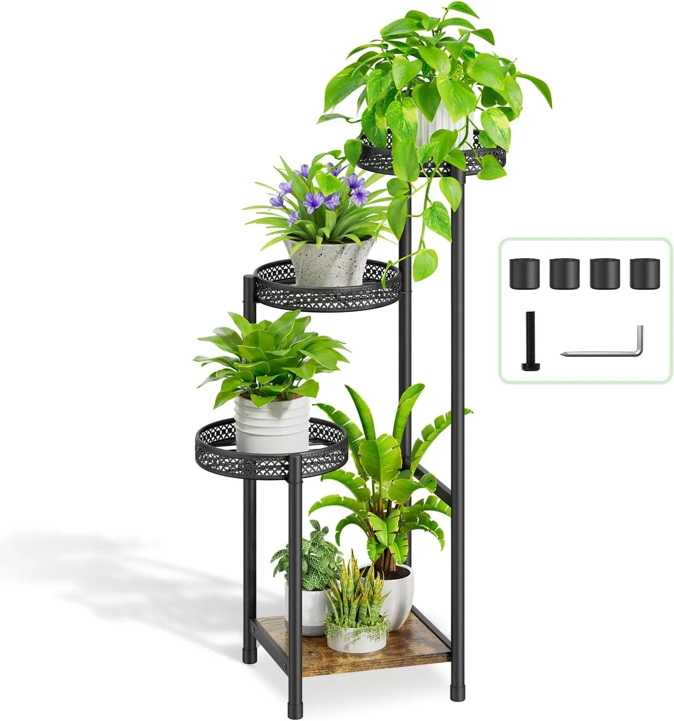 4 Tier Plant Stands Indoor Clearance, Oppro Tall Metal Tiered Plant Stand Outdoor for Multiple Plants, Modern Corner Plant Shelf